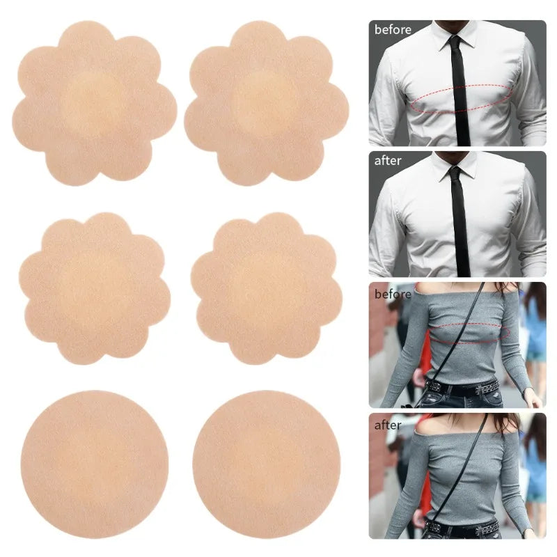 Women Summer Invisible Nipple Covers Pads Ultra Thin Fabric Chest Stickers Disposable Lift Pasties Daily Wear Intimate Underwear