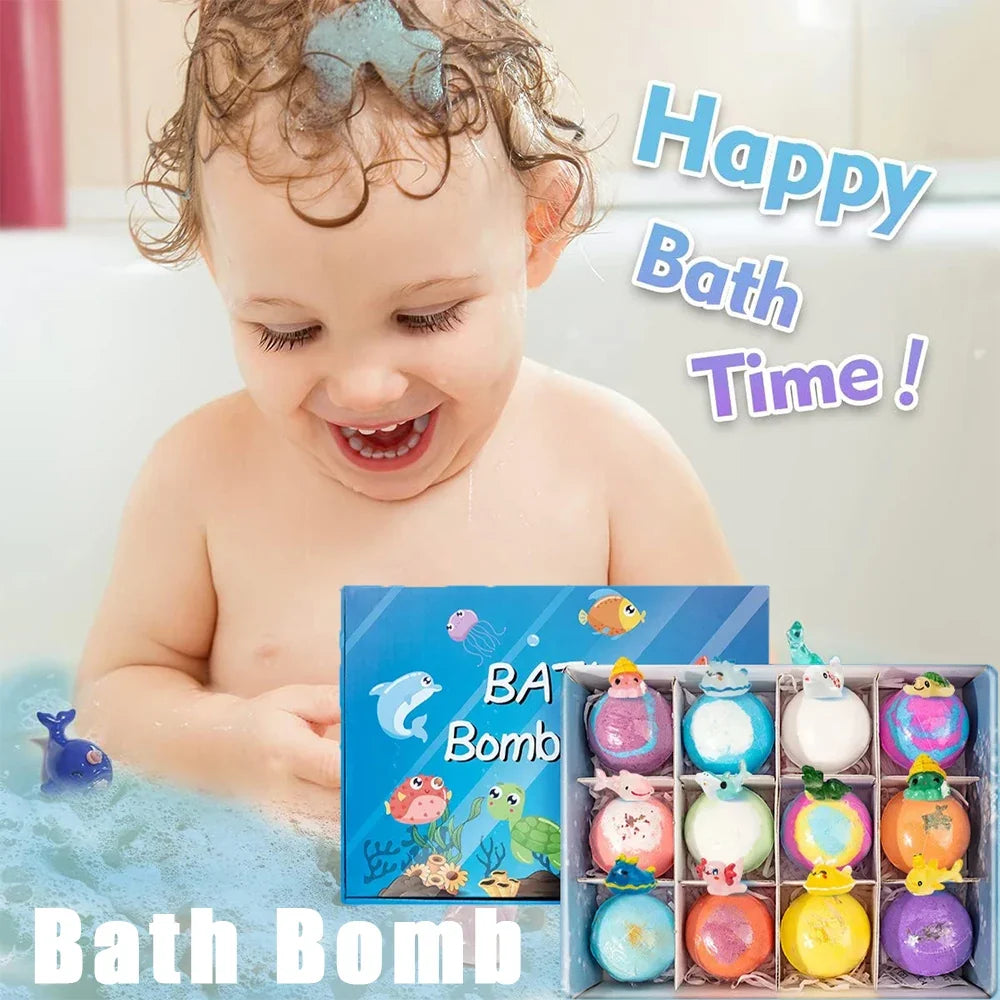 Kids Ocean Bath Salt Set with Surprise Toys Inside 12 Pack Organic Safe Bubble Baths Salt