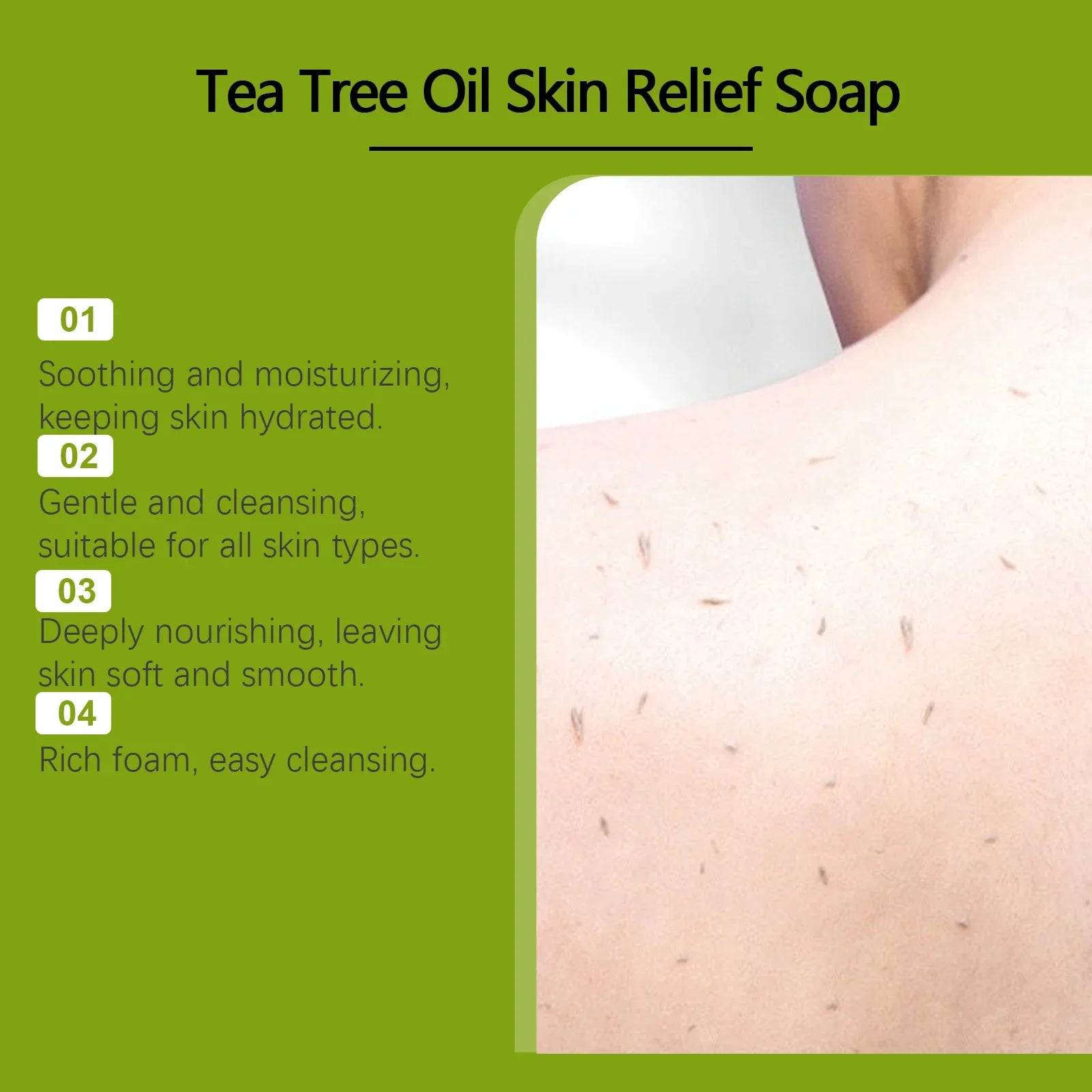 Tea Tree Oil Soap Cleaning Gentle Exfoliating Relieve Itch Moisturizing Dry Skin Smoothing Natural Bath Soap for Body and Face
