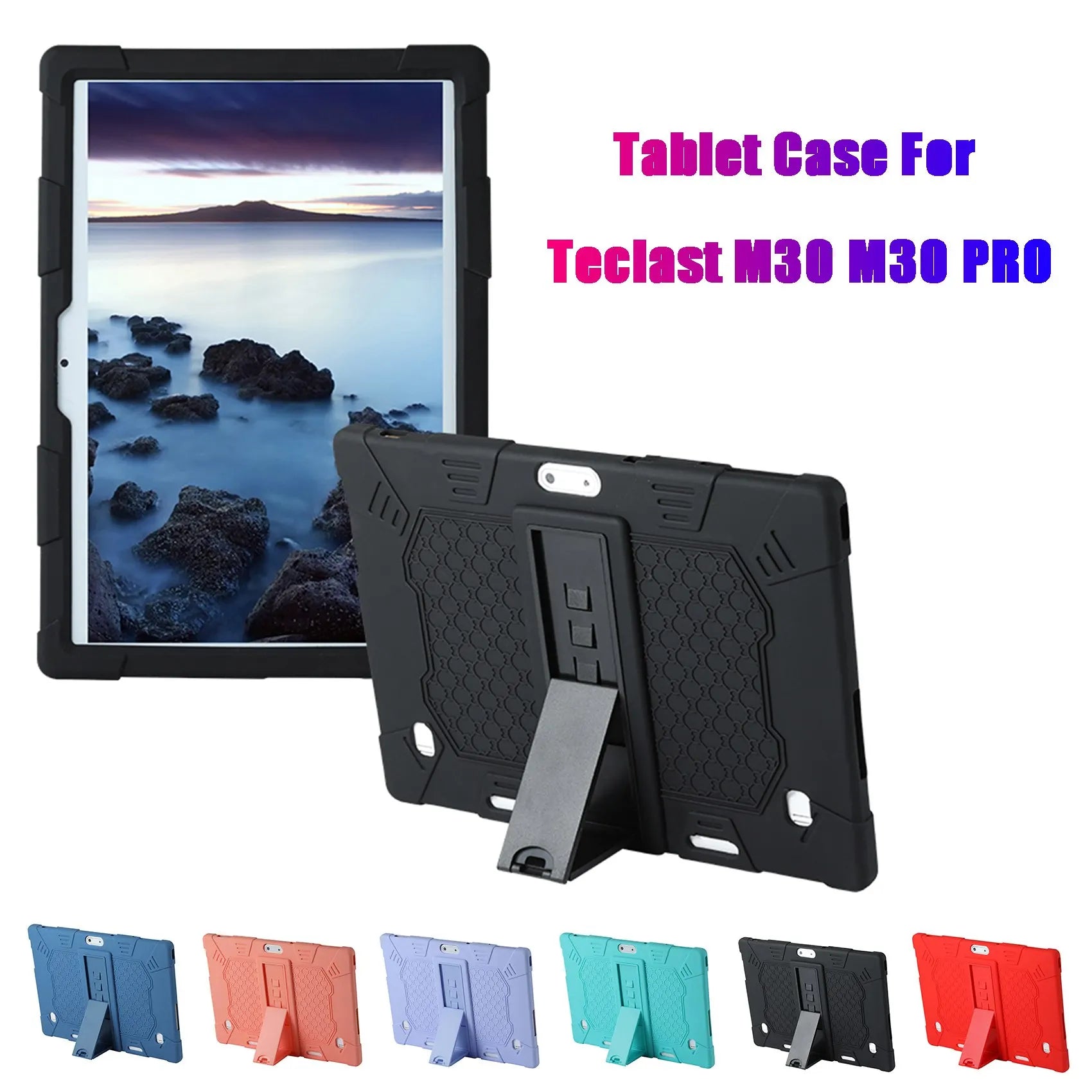 Tablet Case for Teclast M30 M30 PRO 10.1 Inch Tablet Silicone Case Adjustable Tablet Stand with Pen(Blue)JAS