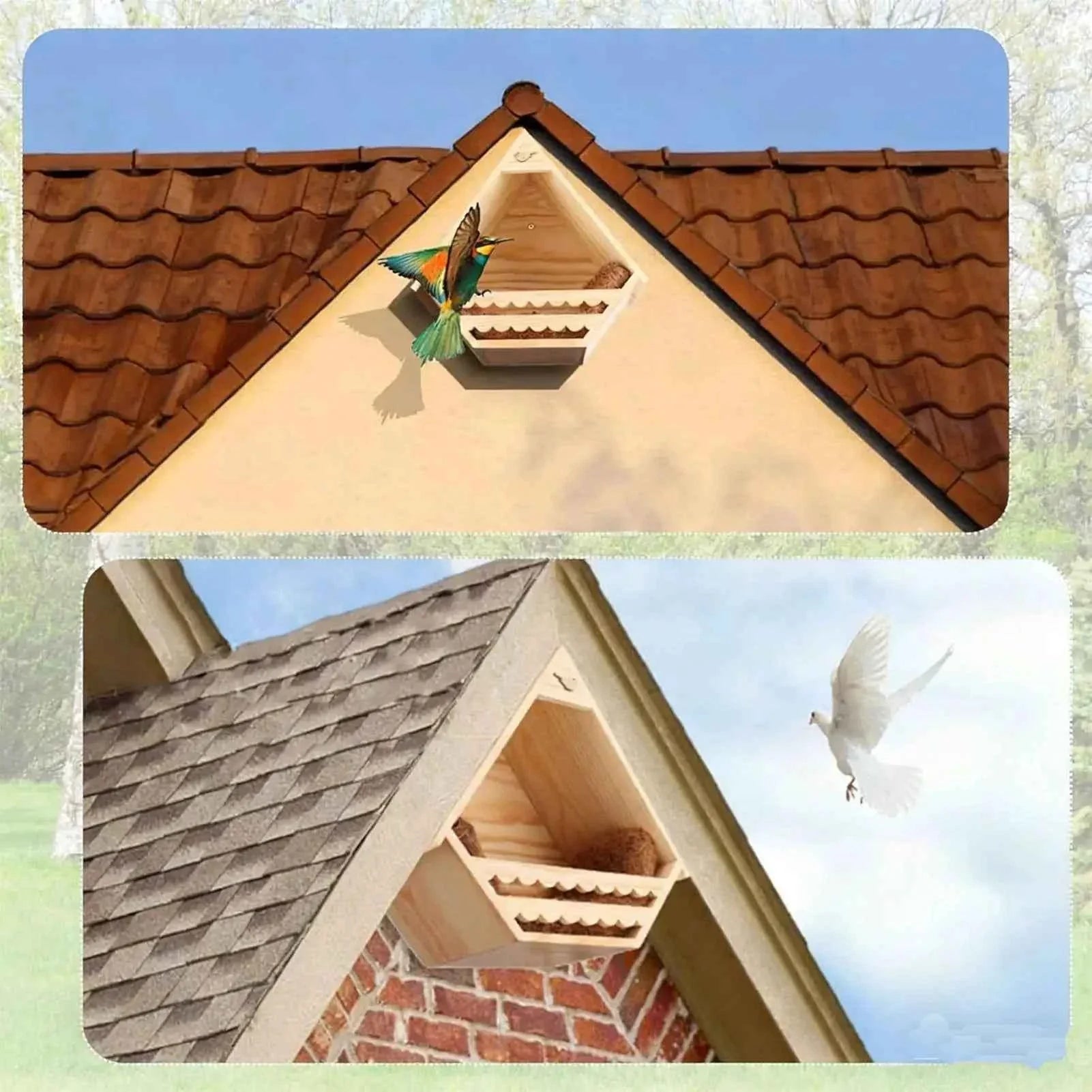Bird House Wooden Finch Nesting Habitat Garden Wild Birds House for Sparrow Swallow Wren Chickadee Pigeon Outdoor Garden