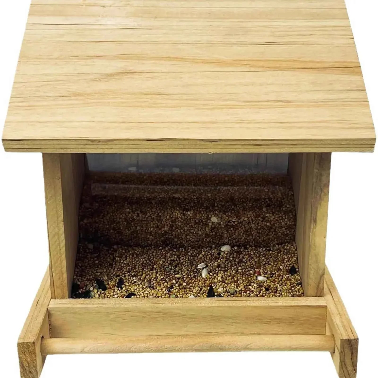 Wood Bird House Feeder with Perch, Outdoors Hanging Bird Feeding Station for Medium Small Birds Parrots