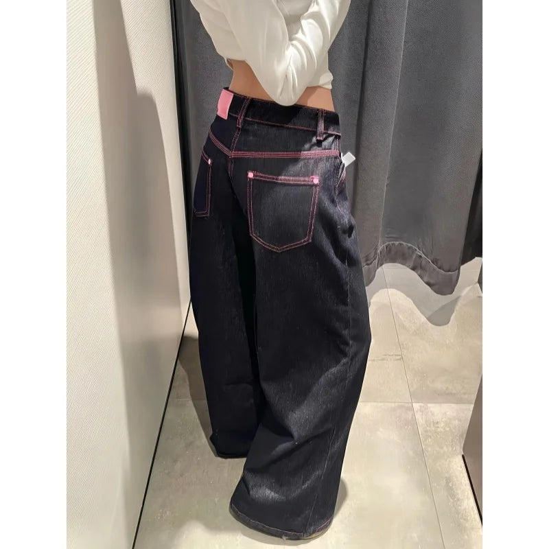 Women's Jeans Women's Pants Low Rise Flare Washed Denim Casual Summer Style Tummy Control Long Leg Straight Wide Leg