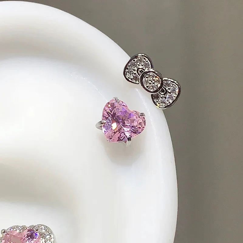 Cute Bowknot Love Heart Annular Ear Bone Earring