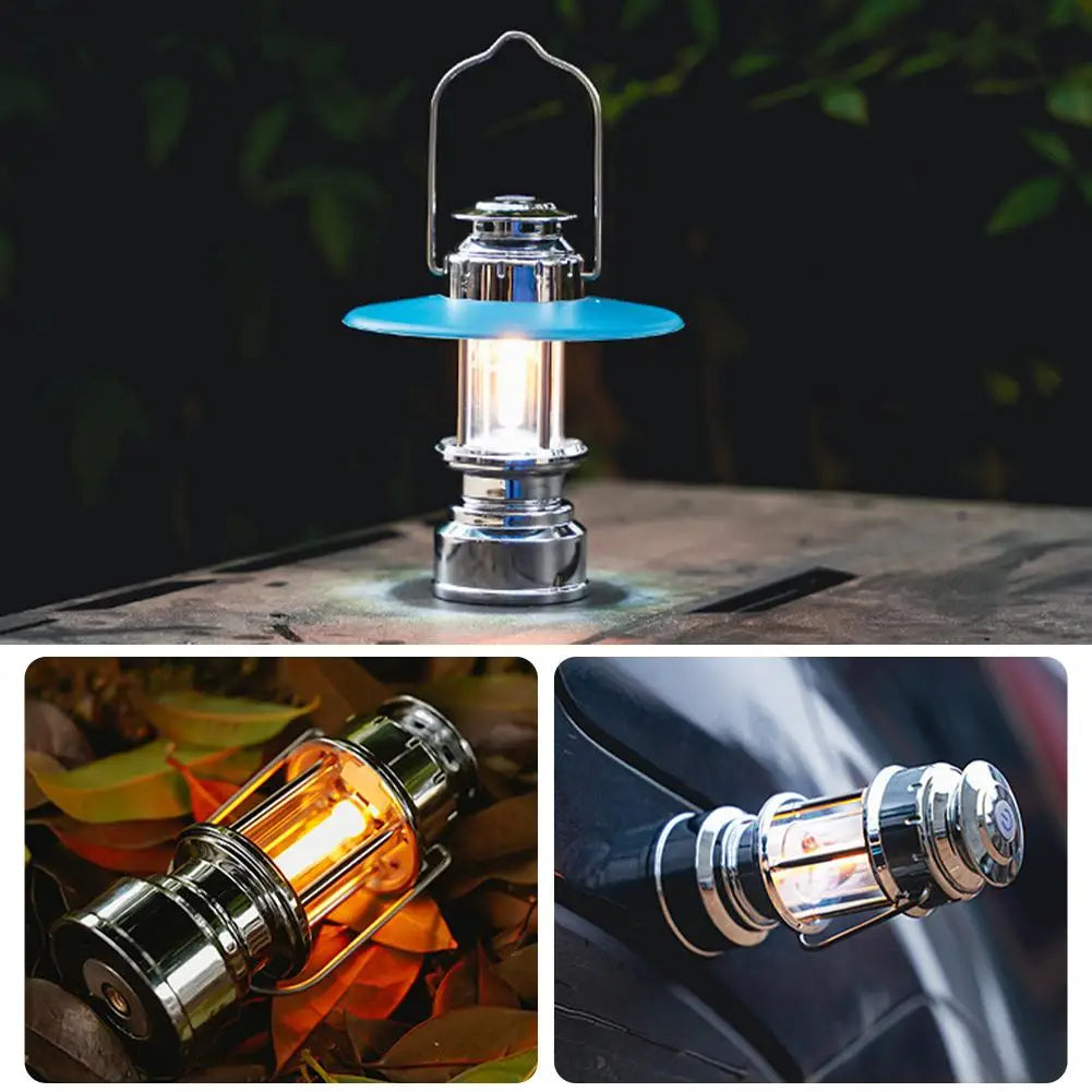 Retro Camping Lamp Warm Flame Ambient Light Portable Handheld Emergency Charging Lamp Outdoor And Hiking Flashlight
