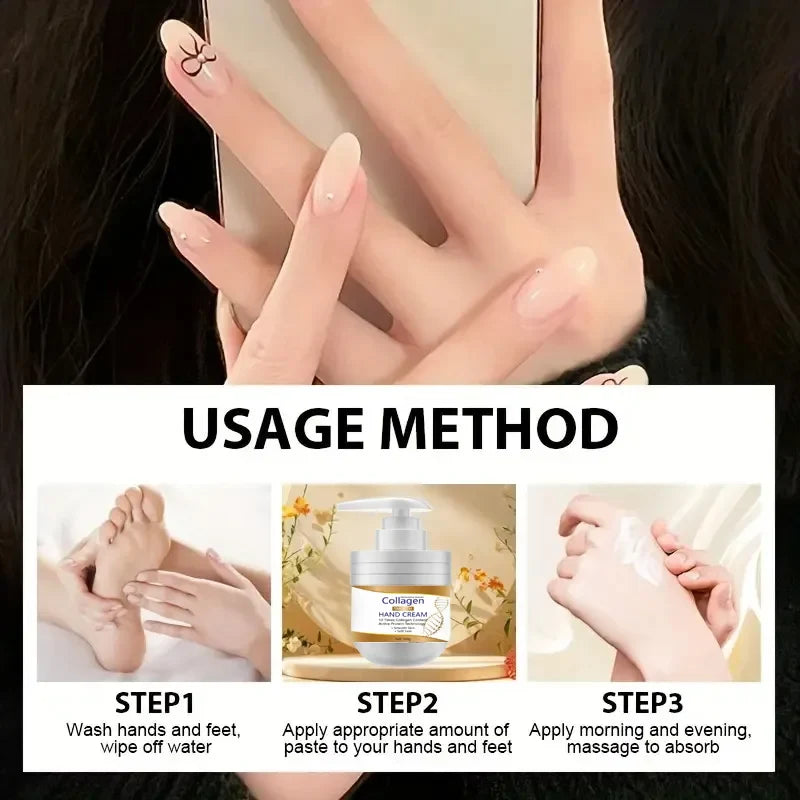 Collagen Hand and Foot Cream, Suitable for Hands and Feet, Skin Care, Hand and Foot Care, It Also Has a Moisturizing Hands and Feet, Cool in Summer
