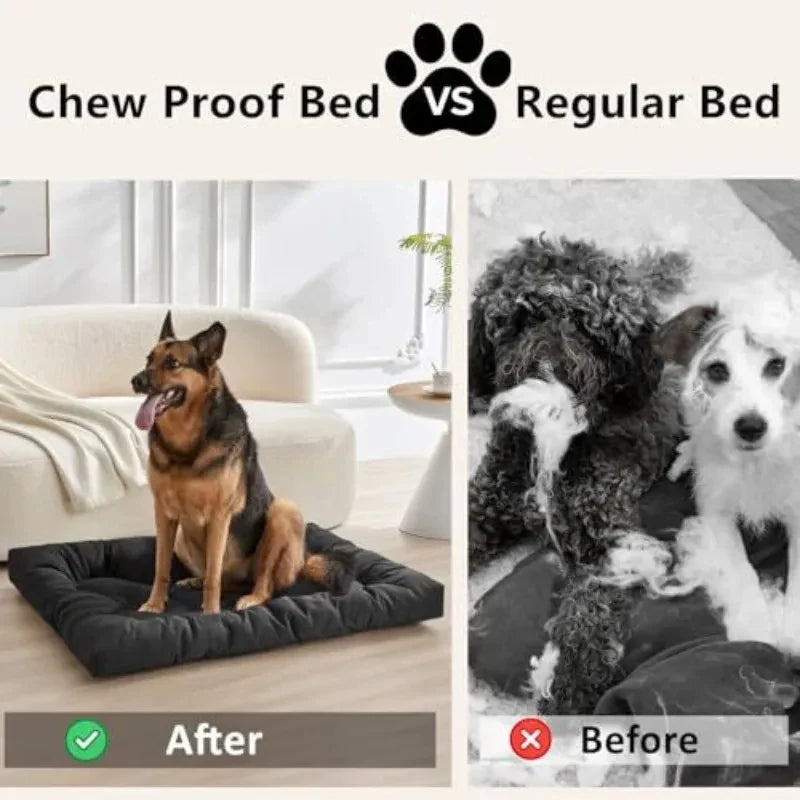Chew Proof Anti Dog Bed For Medium Large Dogs Waterproof Washable Durable Dog Crate Pad Non Slip Sturdy Kennel Sleeping Pet Mat