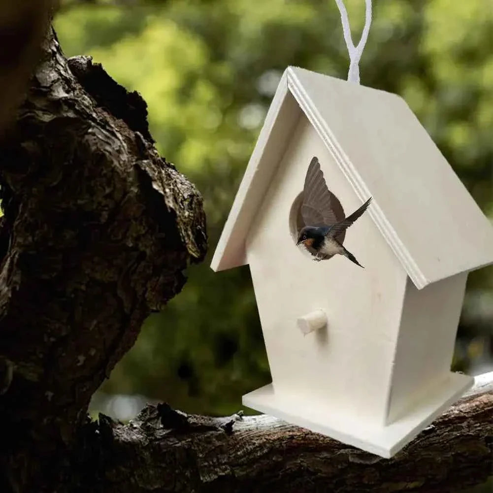 High-end Wooden Bird House For Outside To Paint Bird Nesting Box Handmade Birdhouse With Perch Diy Types Wall-mounted Nest