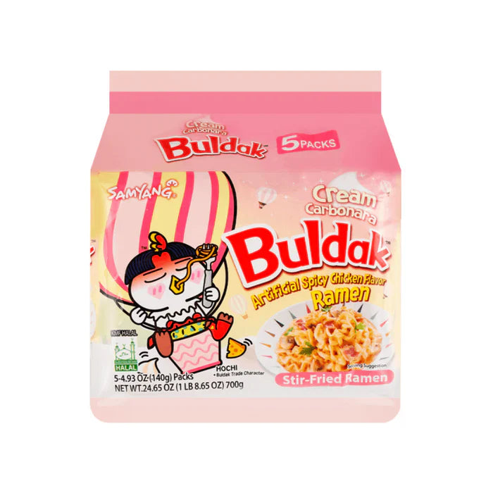 Samyang Buldak Cream Carbonara Spicy Chicken Ramen (140g) (Korea) 5-pack