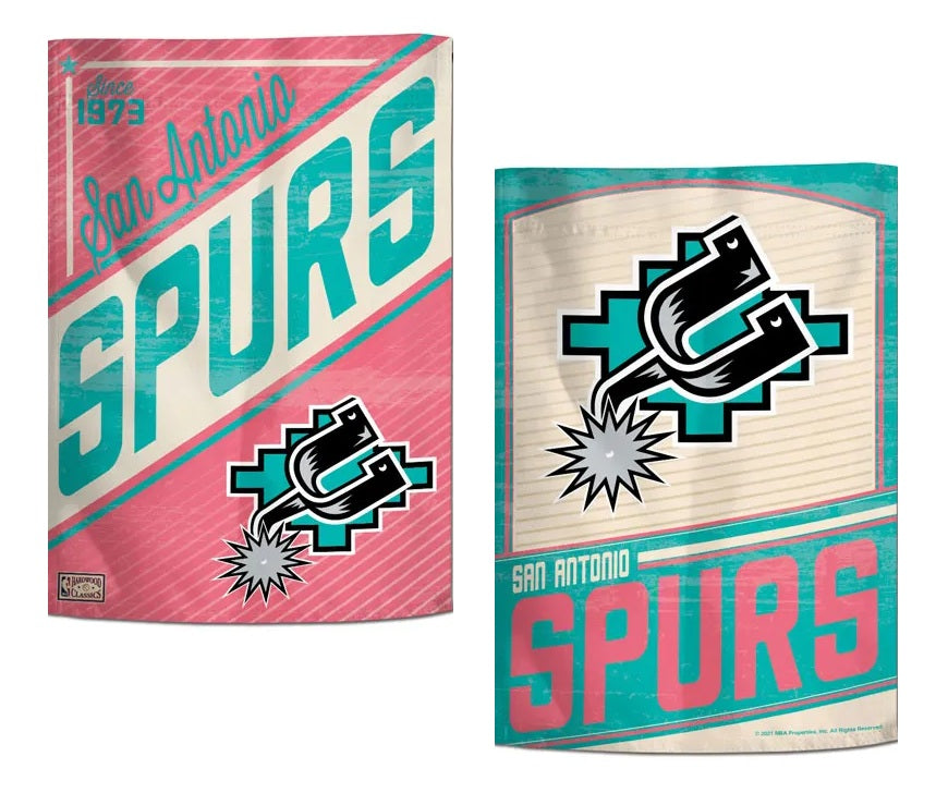 San Antonio Spurs Retro Logo Garden Flag 2 Sided 12x18 NBA Basketball