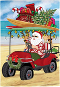 Santa Golf Cart Garden Flag 2 Sided