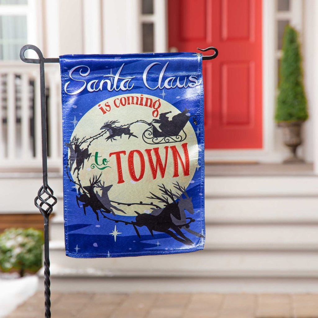 Santa Is Coming To Town Christmas Garden Flag 2 Sided