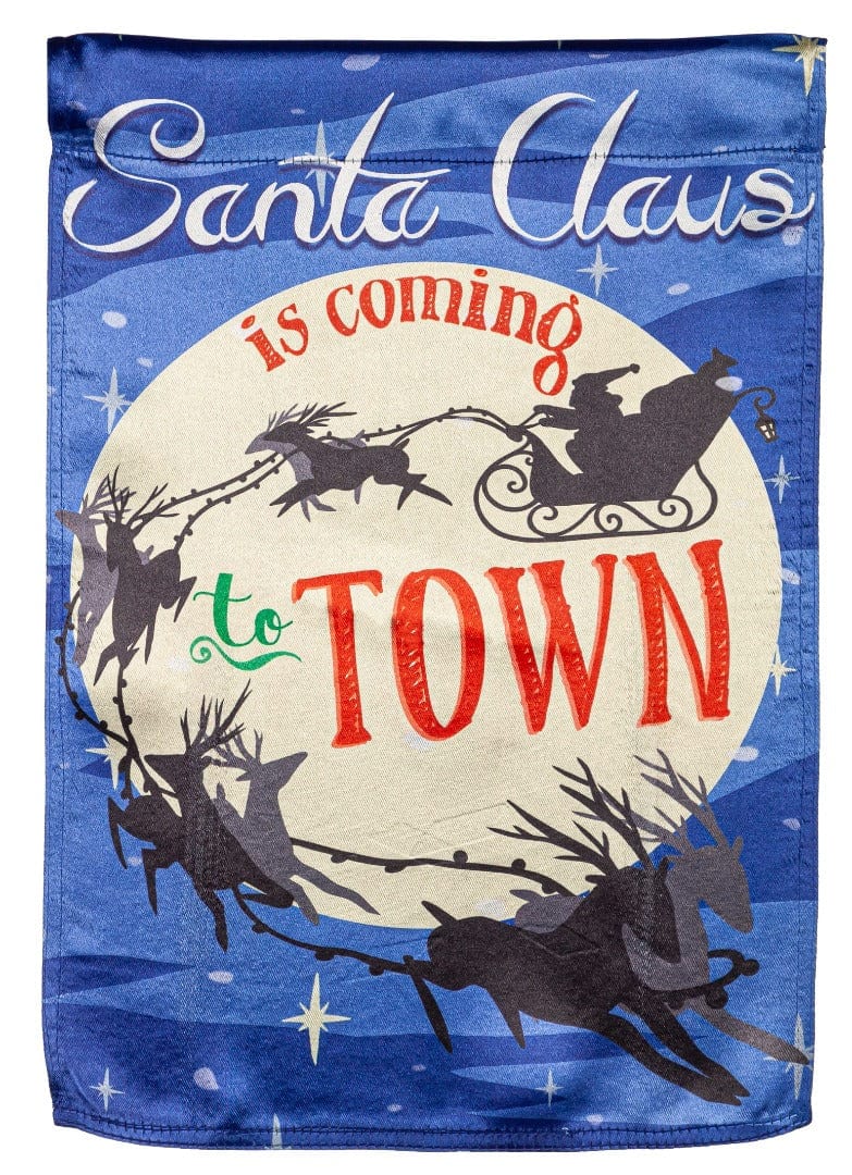 Santa Is Coming To Town Christmas Garden Flag 2 Sided