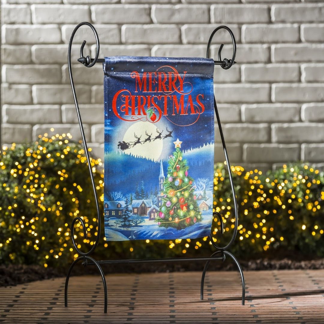 Santa's Sleigh Christmas Garden Flag 2 Sided Lustre