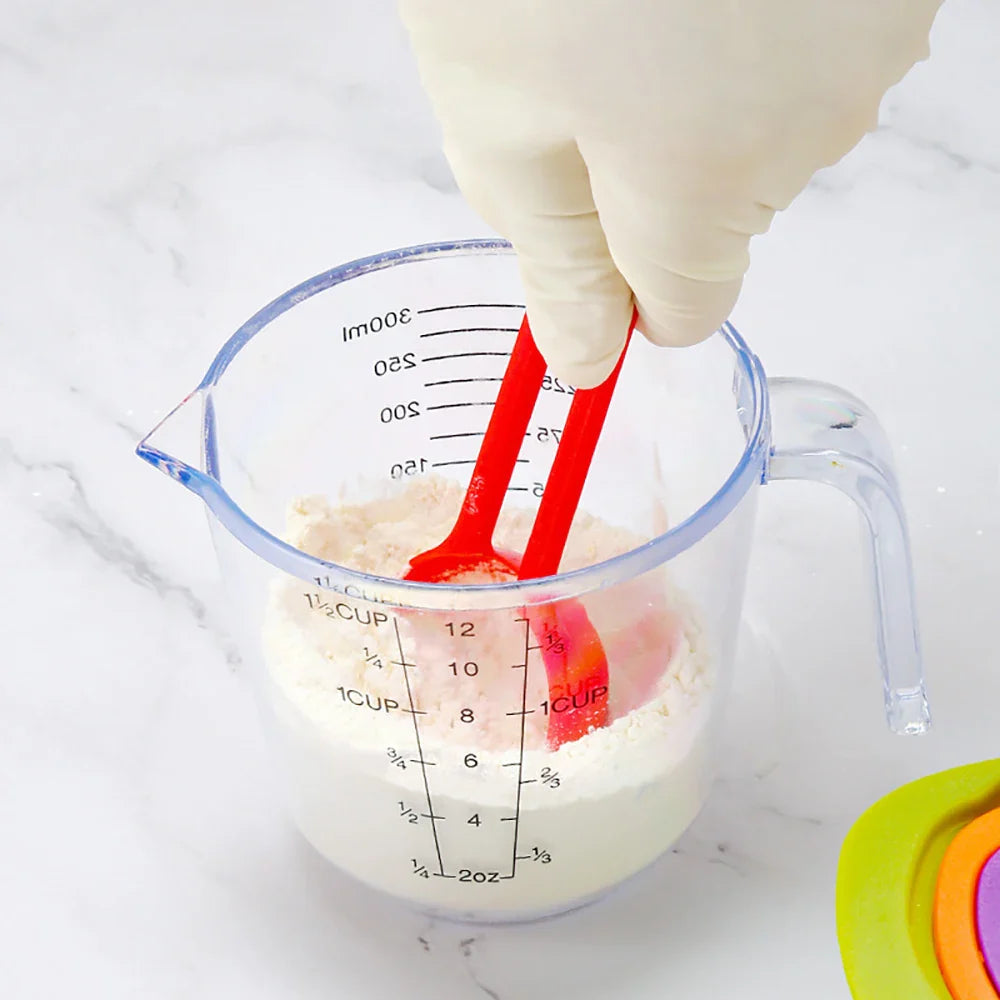 Rainbow Measuring Cup Set | Colored Plastic Flour Measuring Spoon Set for Baking