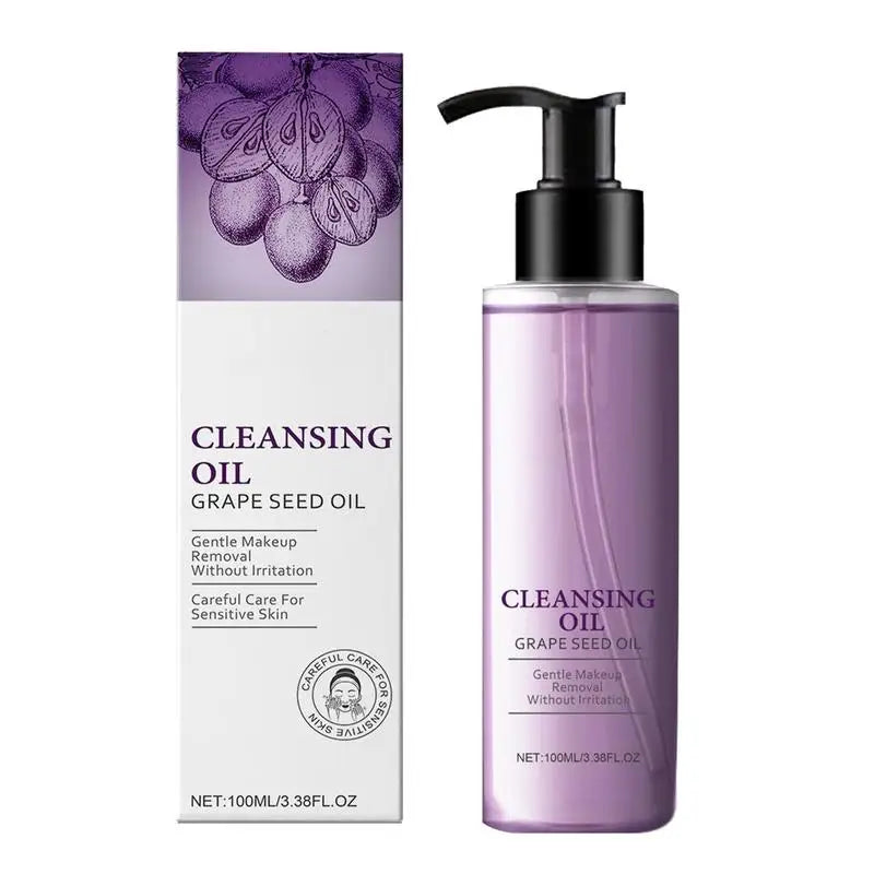 Facial Cleansing Oil Non-Greasy Facial Cleanser Moisturizing Grape Oil Makeup Remover Mild Non-irritating face Cleansing oil