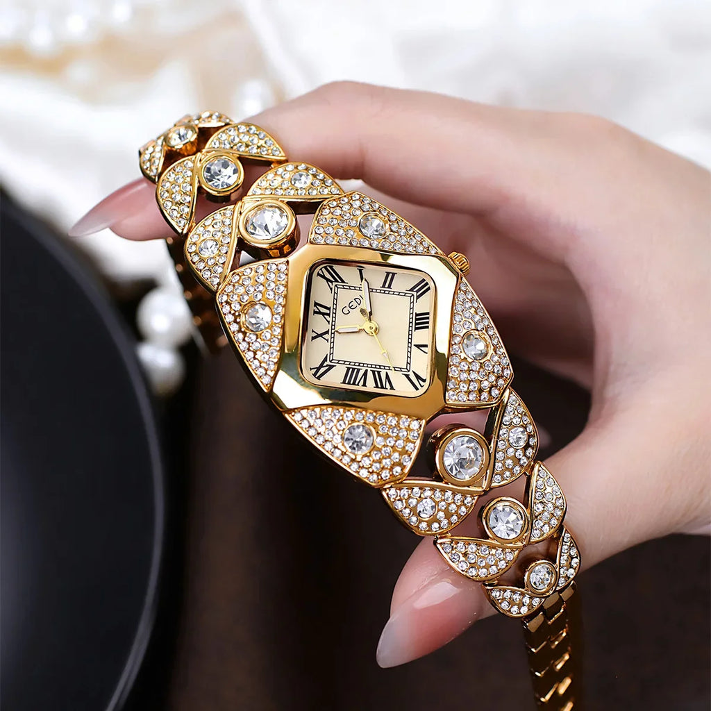 2026 New Women Watch Light Luxury Brand Diamond Inlaid Bracelet Watches Waterproof Ladies Fashion Quartz Clock Wristwatch Gift