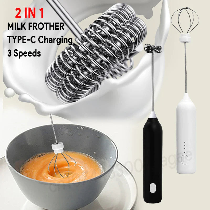 Upgraded Electric Coffee Frother And Milk Whisk USB Rechargeable