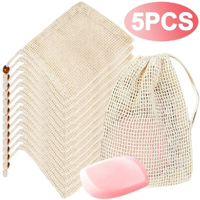 Soap Foaming Net Mesh Bags Bath Washing Tools Body Cleaning Bubble Helper Mesh Deep Cleaning Home Bathroom Exfoliating Supplies