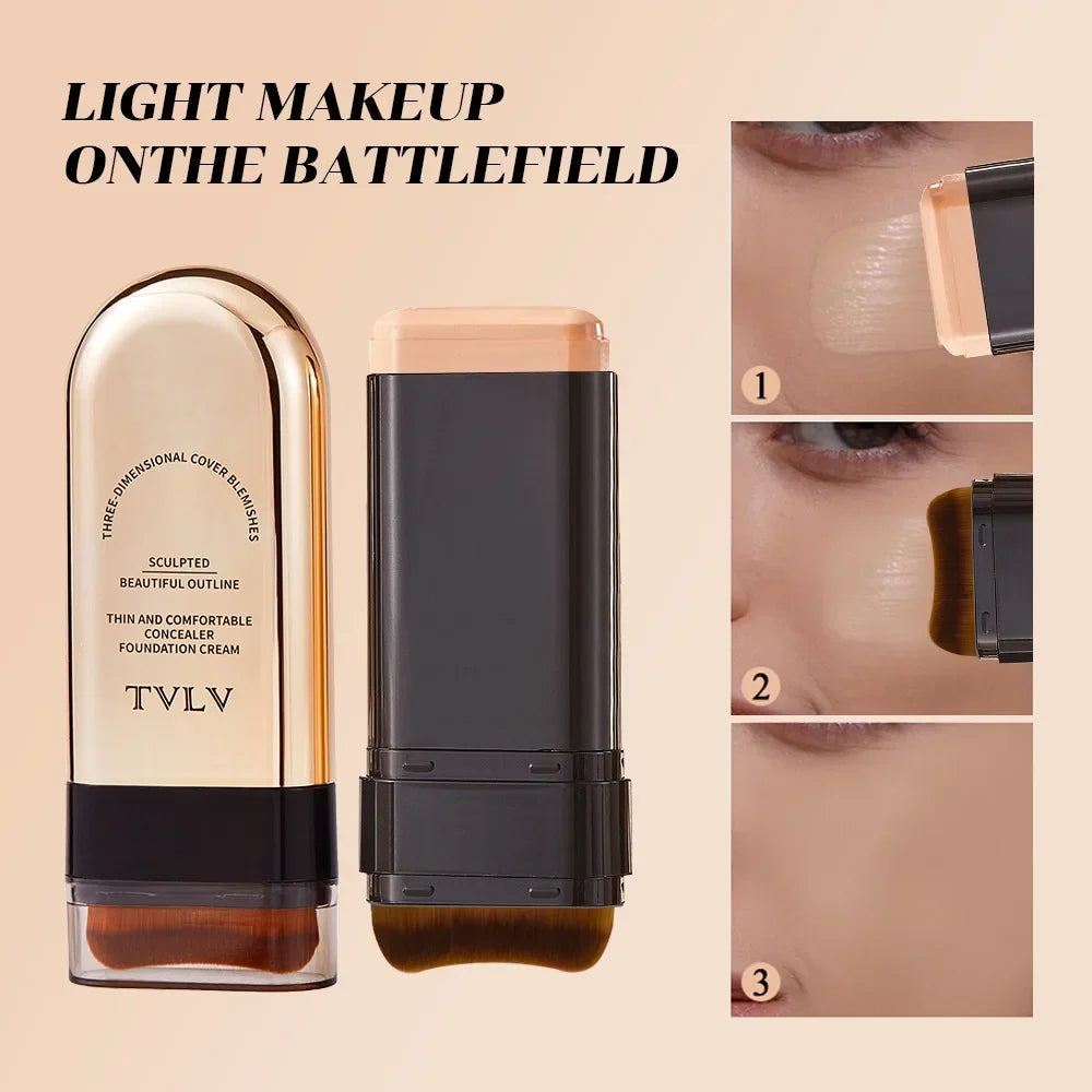 TVLV Skin Tint Stick Long Lasting Lightweight Waterproof Concealer Foundation Cream Flawless Tinted Face Contour Stick Makeup