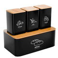 Metal Bread Box With Lidded Jar Set for Kitchen Storage