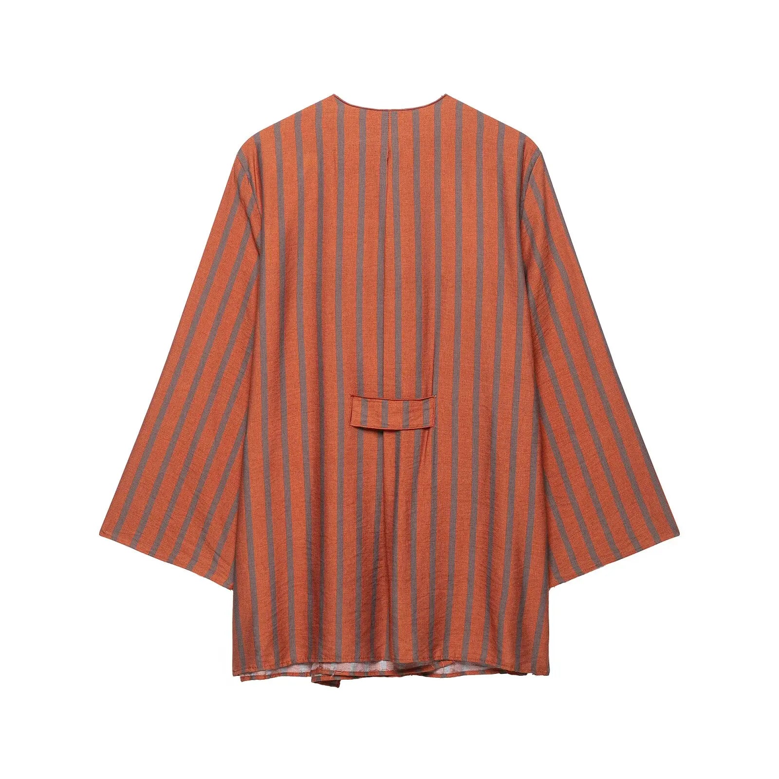 KLKXMYT Women's Vintage Stripe Pants Set Long Sleeve Tied Shirt Tops Suits 2026 Autumn Casual 2 Pieces Set Women ﻿ ﻿