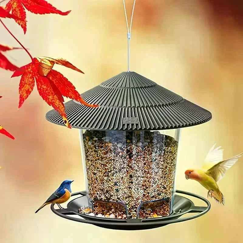 Bird Feeder Automatic Hanging Outdoor Garden Gazebo  Bird Feeding Container With Hang Rope House Decor Pet Supplies