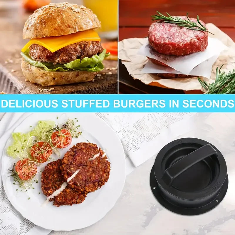 Burger Press Mold & Patty Press Maker -3 in 1 Stuffed Hamburger Patty Maker Perfect for Beef, Chicken Patties - Kitchen Press To