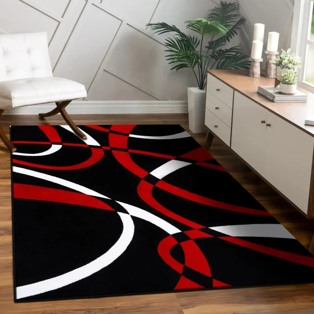 VIKAMA Modern Abstract Geometric Carpet Non-Slip and Easy to Clean Living Room Sofa Rug Office Bedroom Carpet Home Decoration