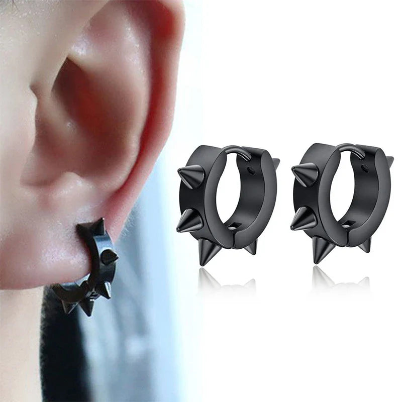 1Pair Punk Stainless Steel Spiky Thorn Stud Earrings | Unisex Hip Hop Gothic Jewelry