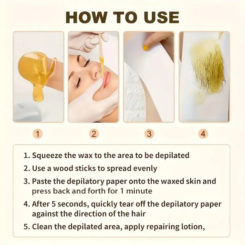Viilife Depilatory Wax Hair Removal Sugaring Cold Sugar 60g Kit Natural Painless For Arm Leg Facial Underarm
