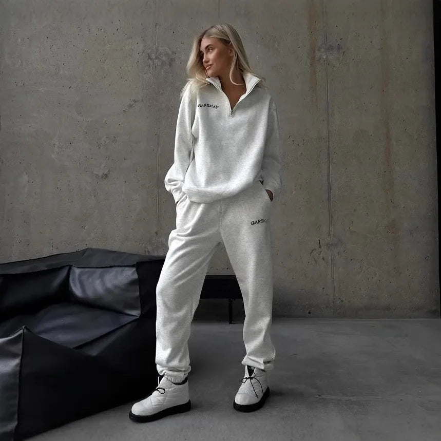 Autumn Women's Tracksuit With Zipper Oversize Hoodie Classic Two Piece Set Women Casual Trouser Suits Women 2 Pieces Outfits