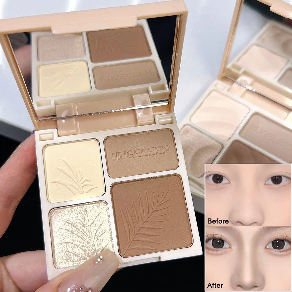 4 Colors Highlighter Contour 3D Facial Bronzer Cosmetic Brightening Beige Matte Highlights Palette Nose Shadow Powder Makeup