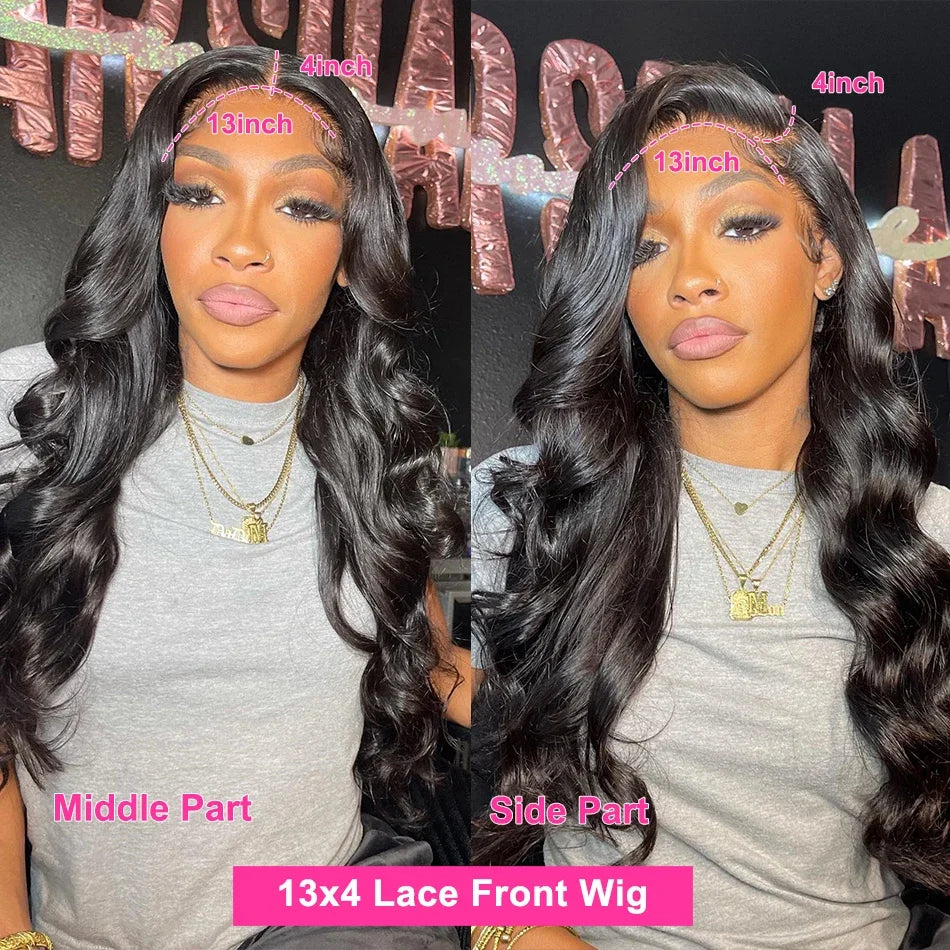 13x4 Body Wave Human Hair 13x6 Hd Lace Frontal Wigs 200 Density 46 Inch For Black Women Pre Plucked Wave Lace Frontal Wig