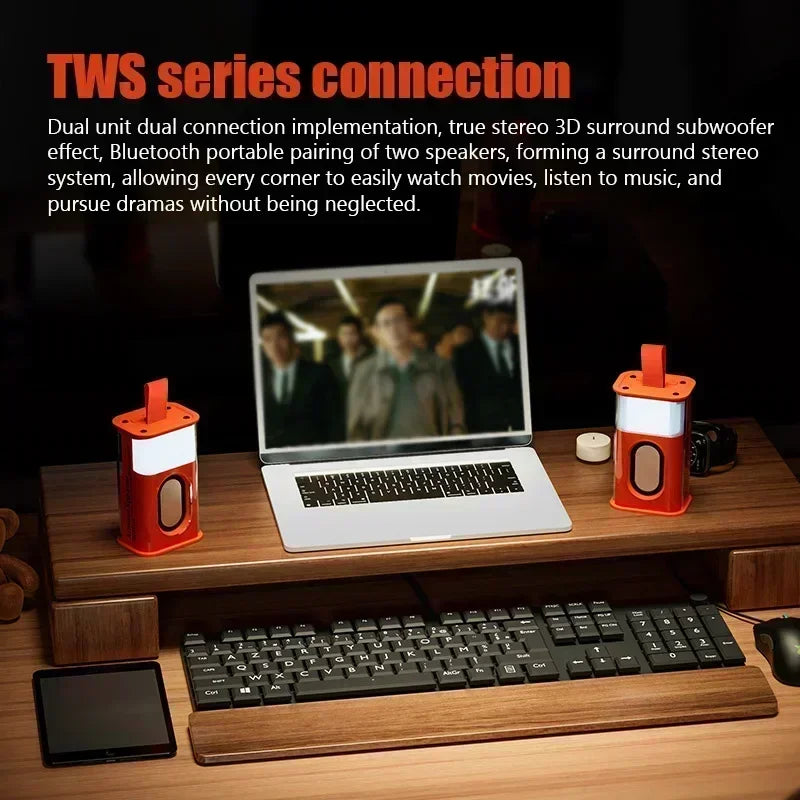 Bluetooth Speaker New Transparent Mech Audio TWS Two-Machine interconnection Rhythm Breathing Light 360° Stereo Surround