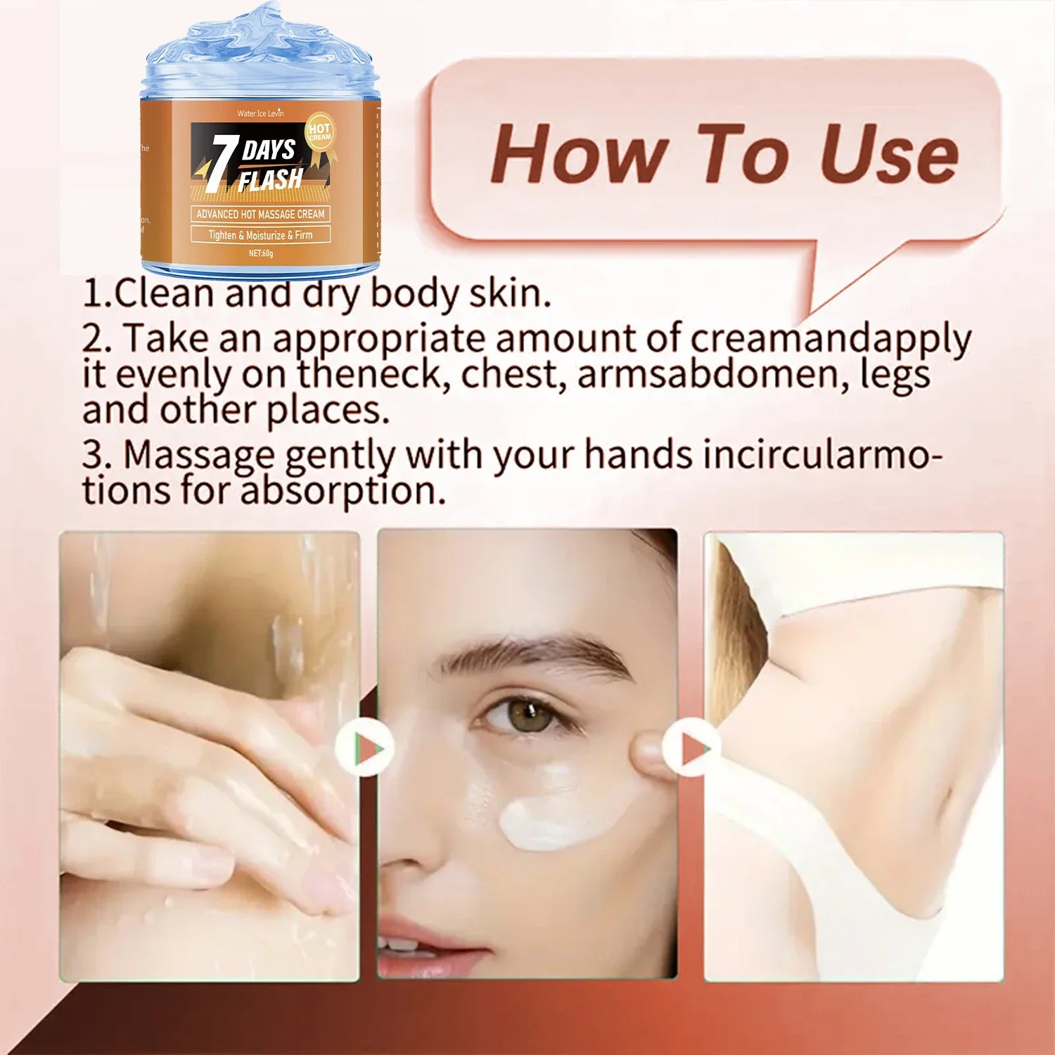 60g Moisturizing Massage Cream-Tightening Lifting with Curcumin and Plant Extracts for Big Belly and Loose Skin Care,Arm&Legs Cream