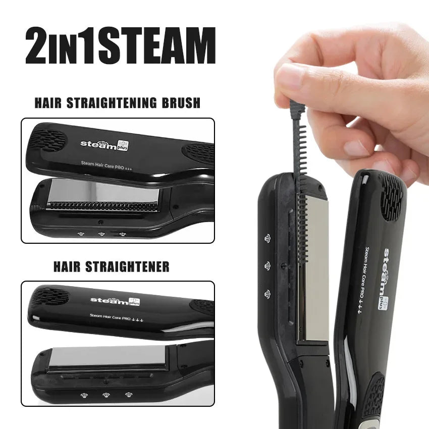 Best Seller Wide Plate Steam Hair Straightener Temperature Controlled Perm Negative Ions Do Not Hurt Hair Ceramic Plate Straight