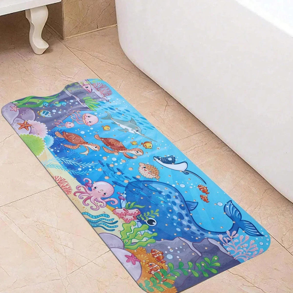 1pc Cartoon Extra Long Bathtub Mat 40x100cm Non Slip Bath Mat for Bathroom Tubs Shower Mats with Suction Cups & Drain Holes