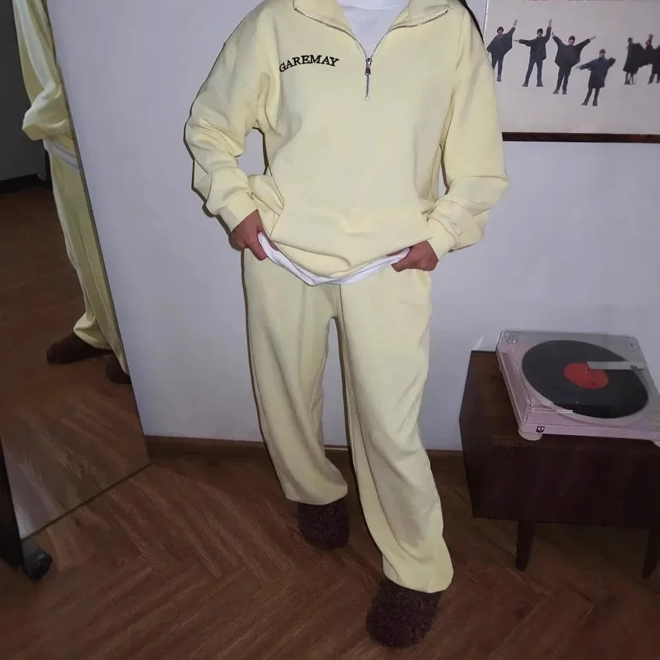 Autumn Women's Tracksuit With Zipper Oversize Hoodie Classic Two Piece Set Women Casual Trouser Suits Women 2 Pieces Outfits
