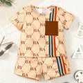 2PCS Summer Toddler Baby Boy Clothing Set T-shirt Letter Short Sleeve Top+Shorts Light Luxury Style for Baby boy 0-3 Years