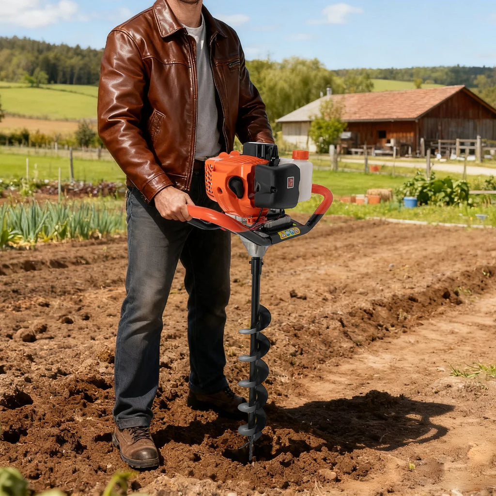 Gas Powered Post Hole Digger With Carbon Steel Bits