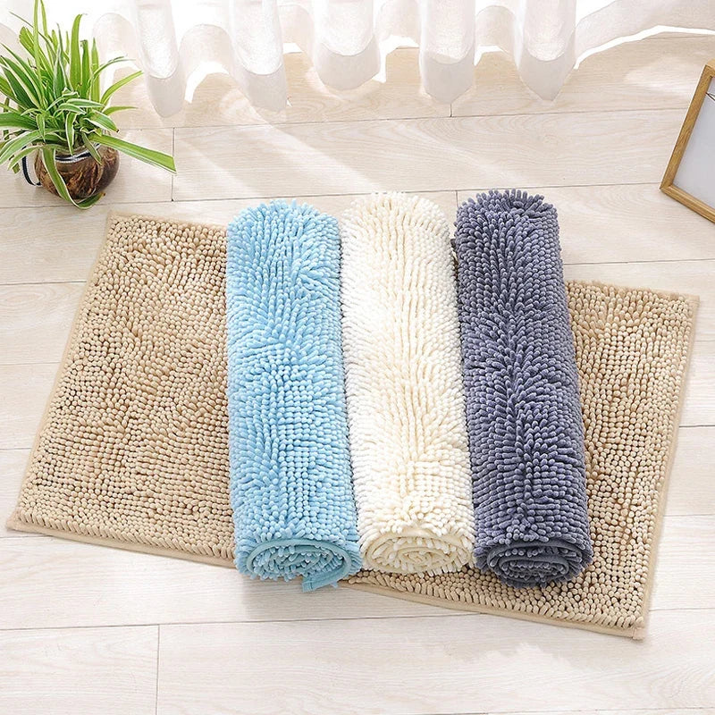 Chenille Bathroom Carpet Non Slip Bath Mat Soft and Comfortable Plush Living Room Door Bathroom Absorbent Foot Floor Matscarpet