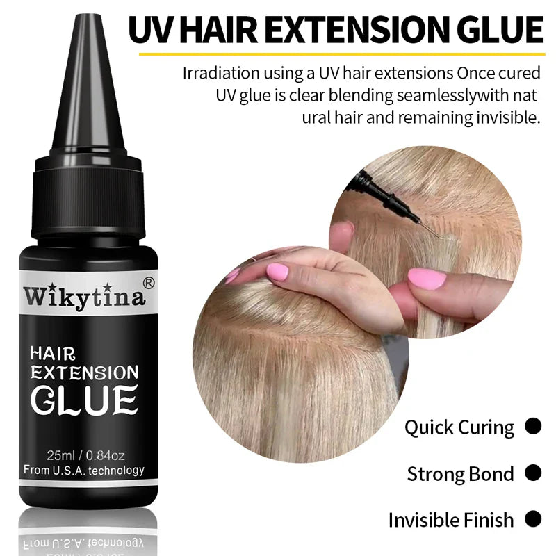 Wikytina Professional Hair Extensions Kit With UV Light V Light Tools