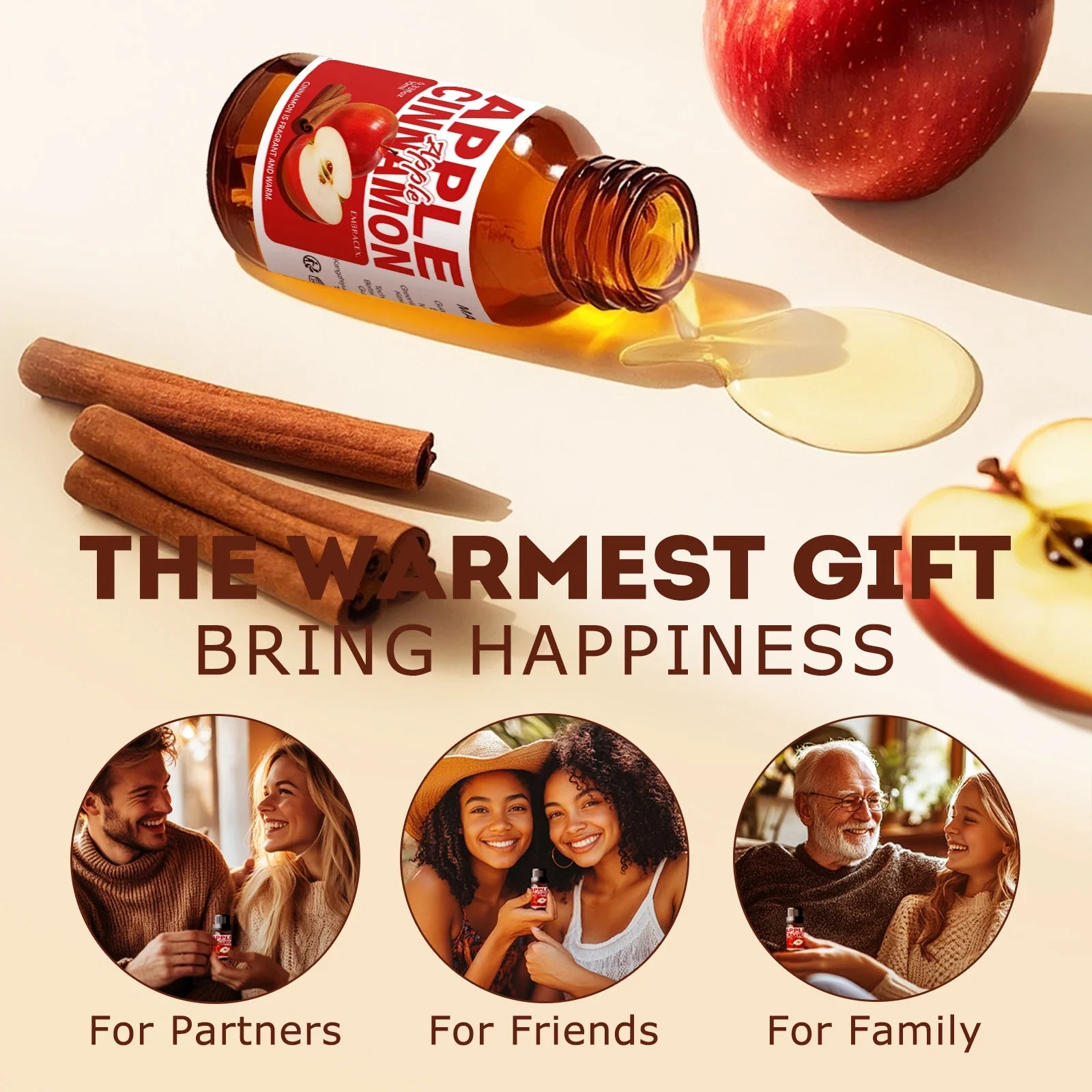 10ml Apple Cinnamon Essential Oil Perfume Aromatherapy Oils Sweet Fragrance Funny Gift For Women Alcohol-Free Skincare Hair Care