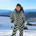 Camouflage Stripes Ski Wear Jumpsuit Sets High Collar Windproof Hooded Puff Jacket Warm Pant 2026 New Lady Snow Sportwears