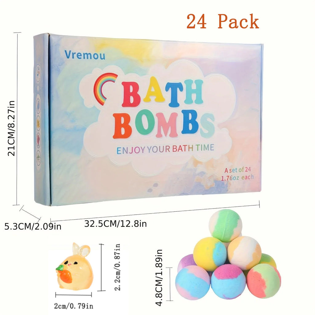 15Pack/24Pack Bath Bombs for Kids with Surprise Inside, Natural Organic Kids Bubble Bath Fizzy for Girls Boys