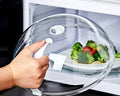 Microwave Food Splash Guard High Temperature Resistant Food Heating Cover with Steam Vent and Handle Transparent Plate Cover