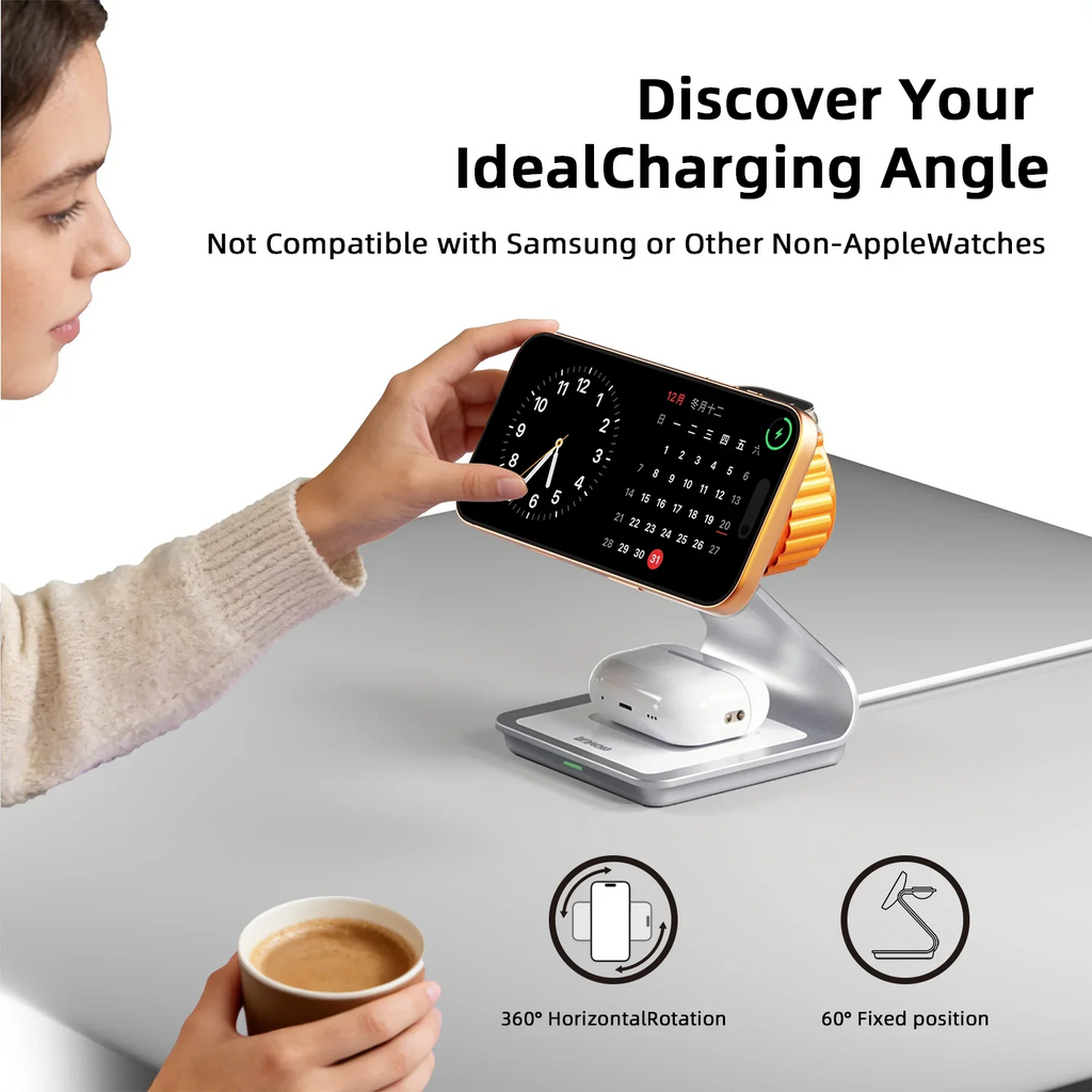 Bonola Magnetic 3 in 1 Wireless Charger for iPhone 17/16/15/13/14/12 30W Wireless Charging Station for Apple Watch/AirPods Pro
