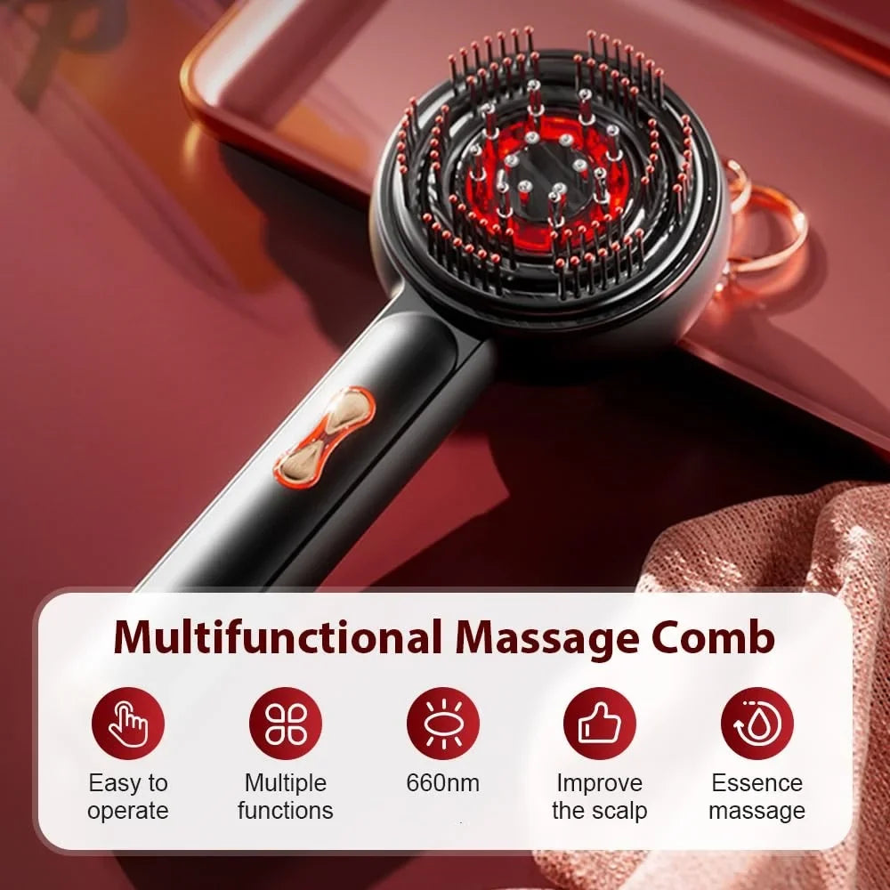 Electric Head Massage Comb Hair Medicine Oil Applicator Scalp Massage Brush Infrared Red Light Hair Growth Comb Hair Care