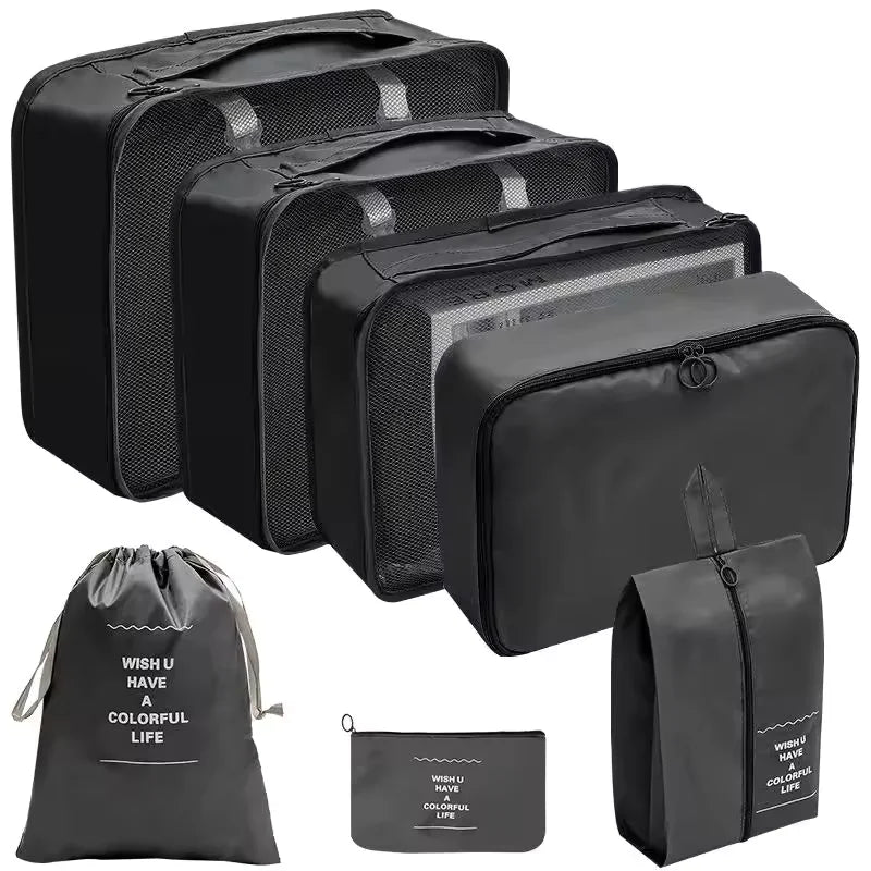 7PCS Set Travel Luggage Organizer Bags Clothes Shoes Packing Set Suitcase Foldable Cube Dormitories Clothes Storage Bag 7PCS Bag